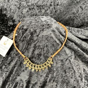 Global Goods Partners Handmade Stamped Brass Bead Bib Necklace Braided Strap
